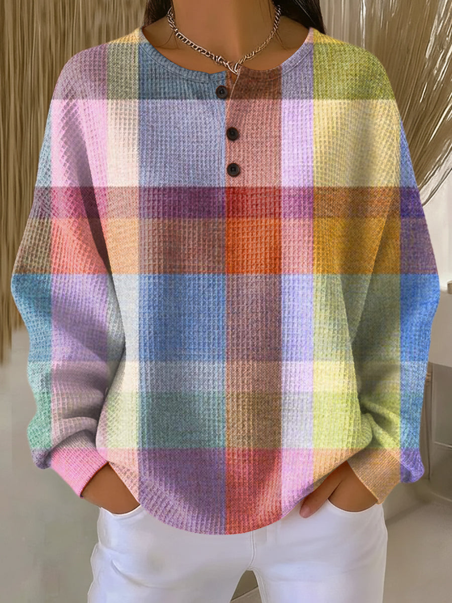 Freya | Checked Henley Top