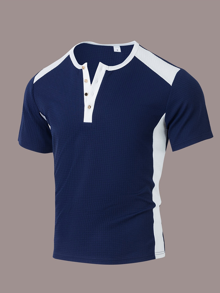 Tate | Men's Waffle Knit Henley Shirt