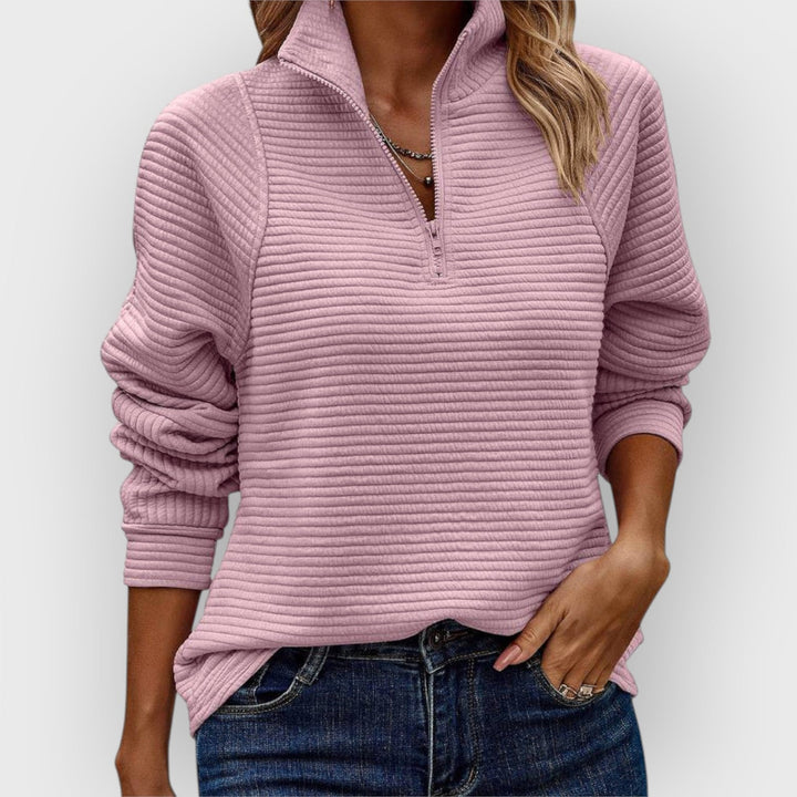 Annika | Textured Quarter-Zip Sweater