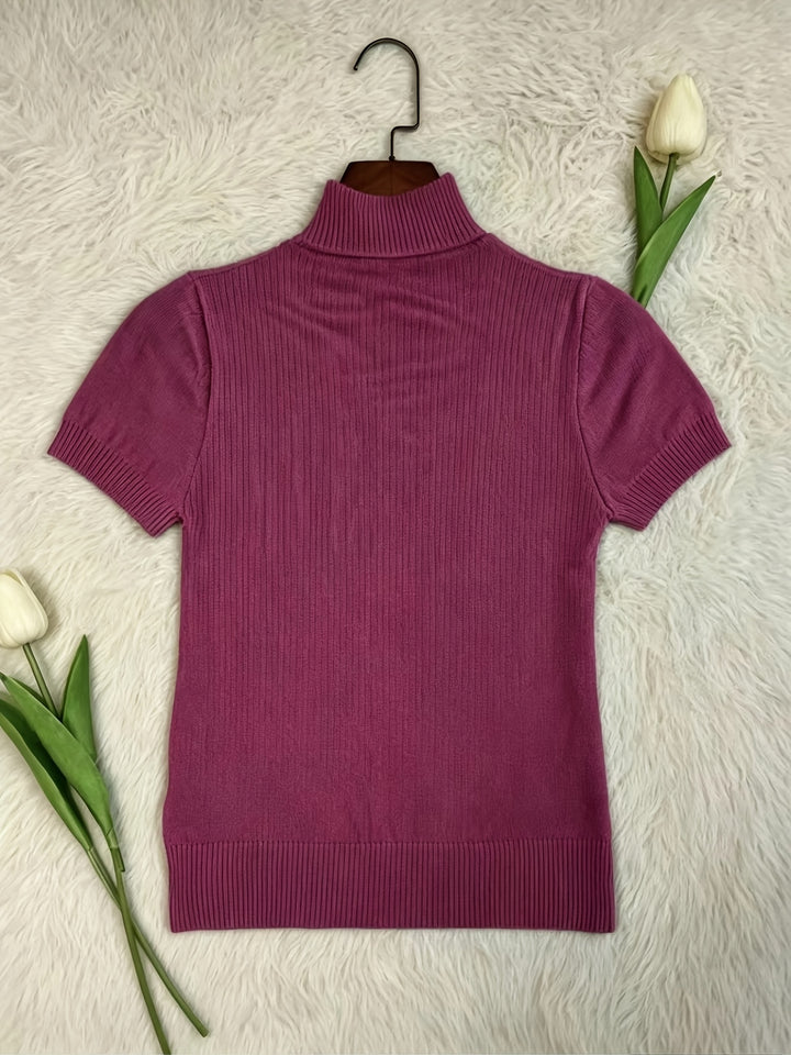 Marguerite | Refined Mock-Neck Short Sleeve Top