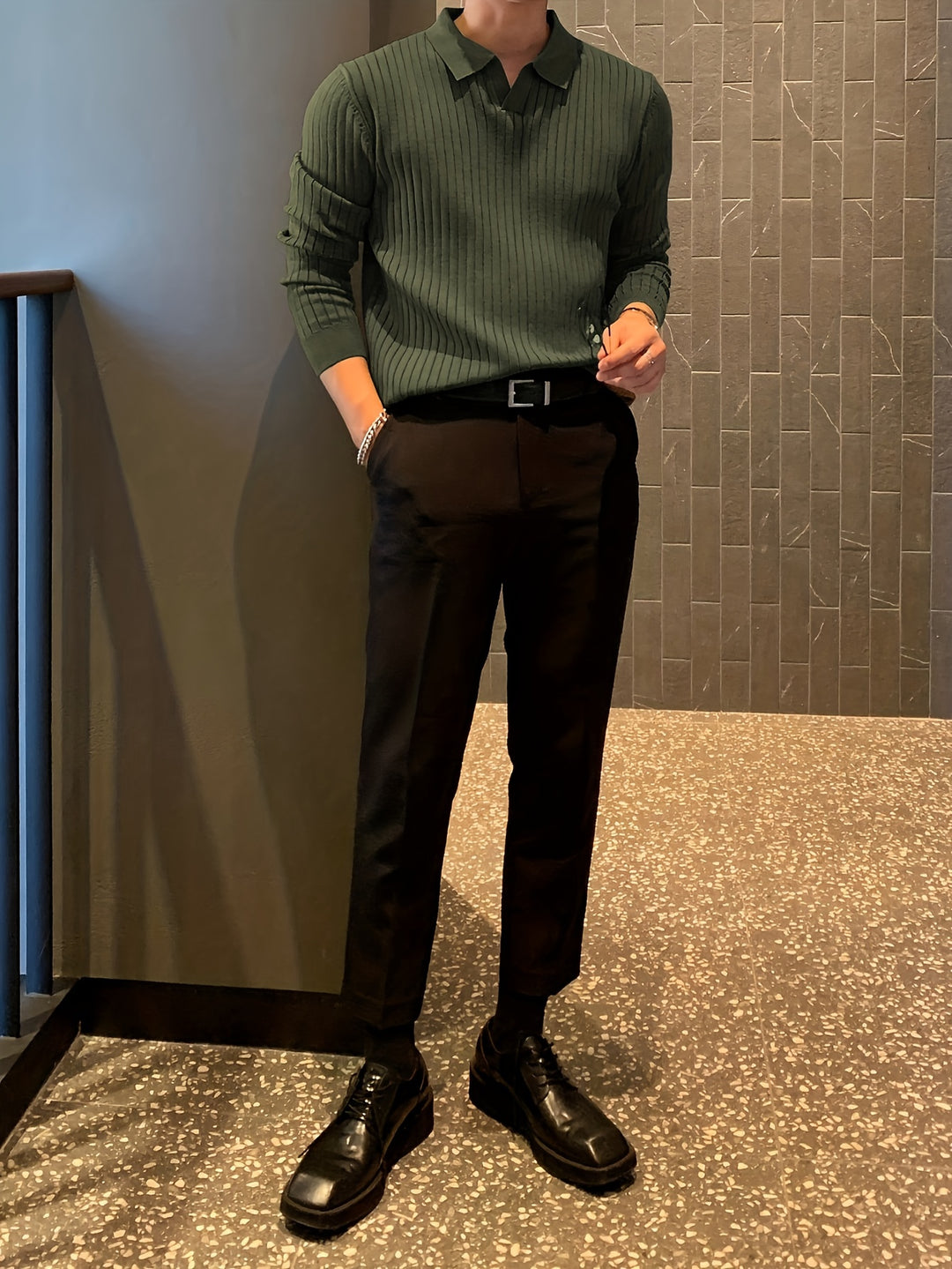 Callum | Ribbed Collared Knit Polo