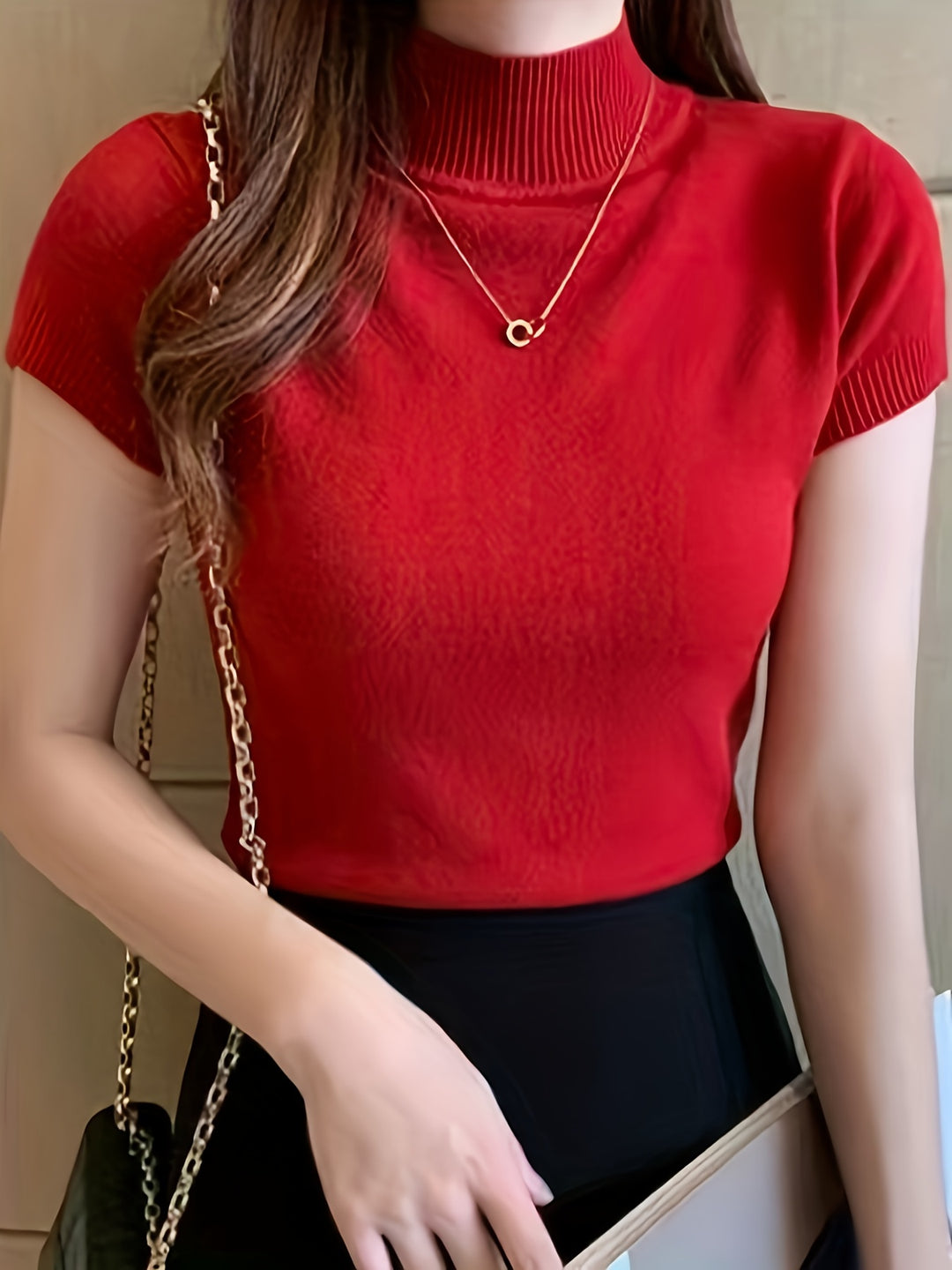 Marguerite | Refined Mock-Neck Short Sleeve Top