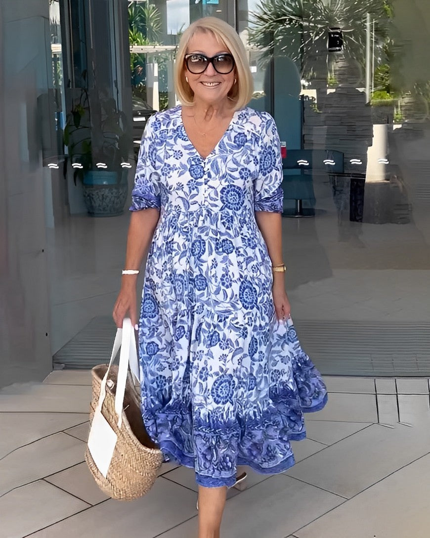 Maeve | Graceful V-Neck Floral Dress