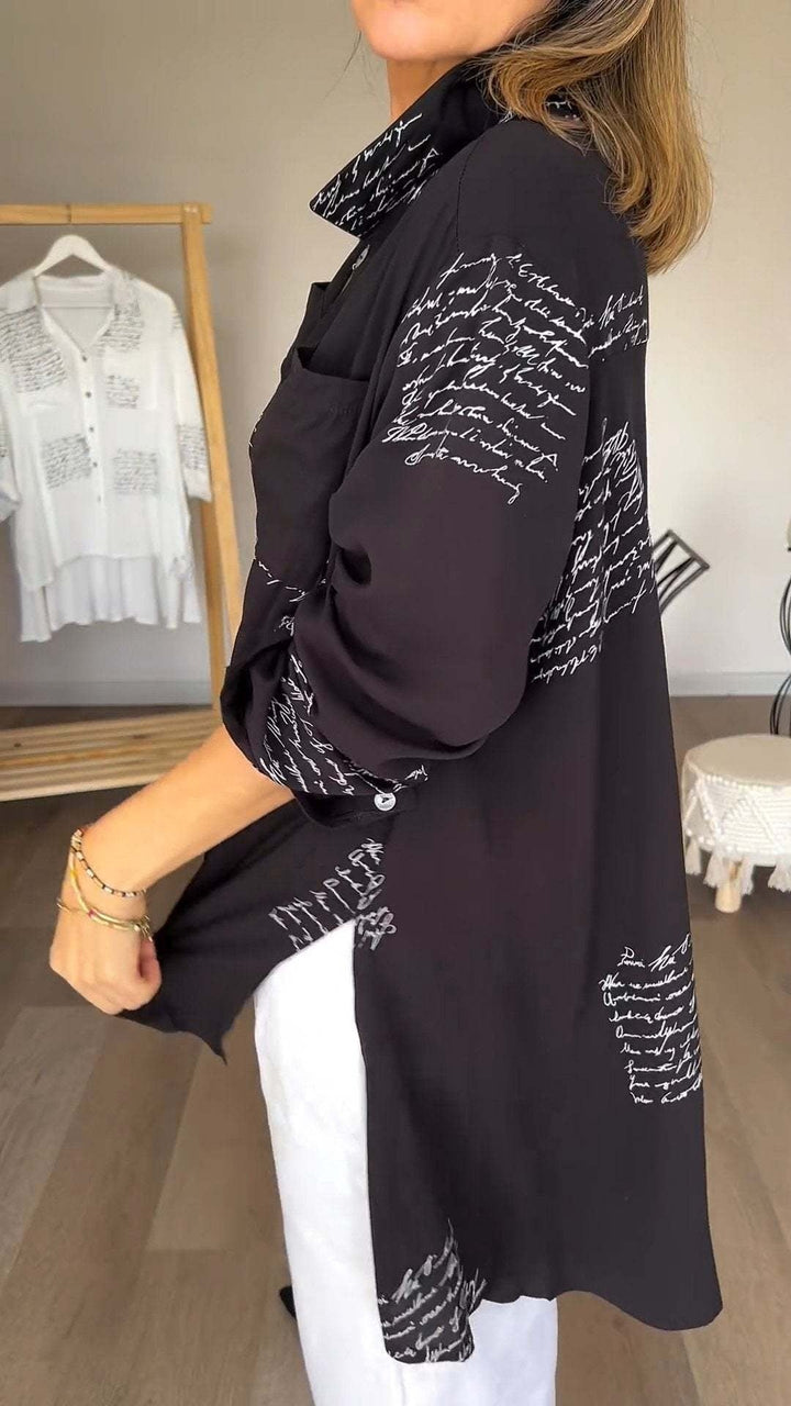 Sabine | Relaxed Script-Print Shirt