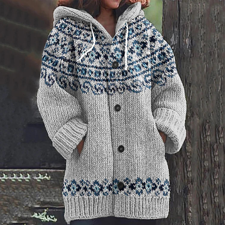 Anwen | Nordic Hooded Knit Cardigan