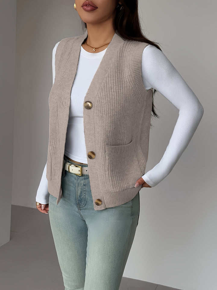 Fern | Buttoned V-Neck Knit Vest
