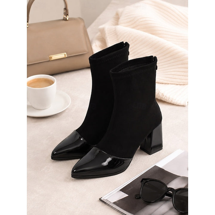 Lillian | Cap-Toe Chunky Heel Ankle Boots