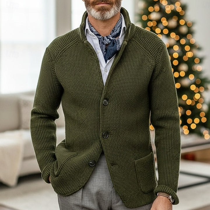 Oscar | Textured Stand-Collar Cardigan