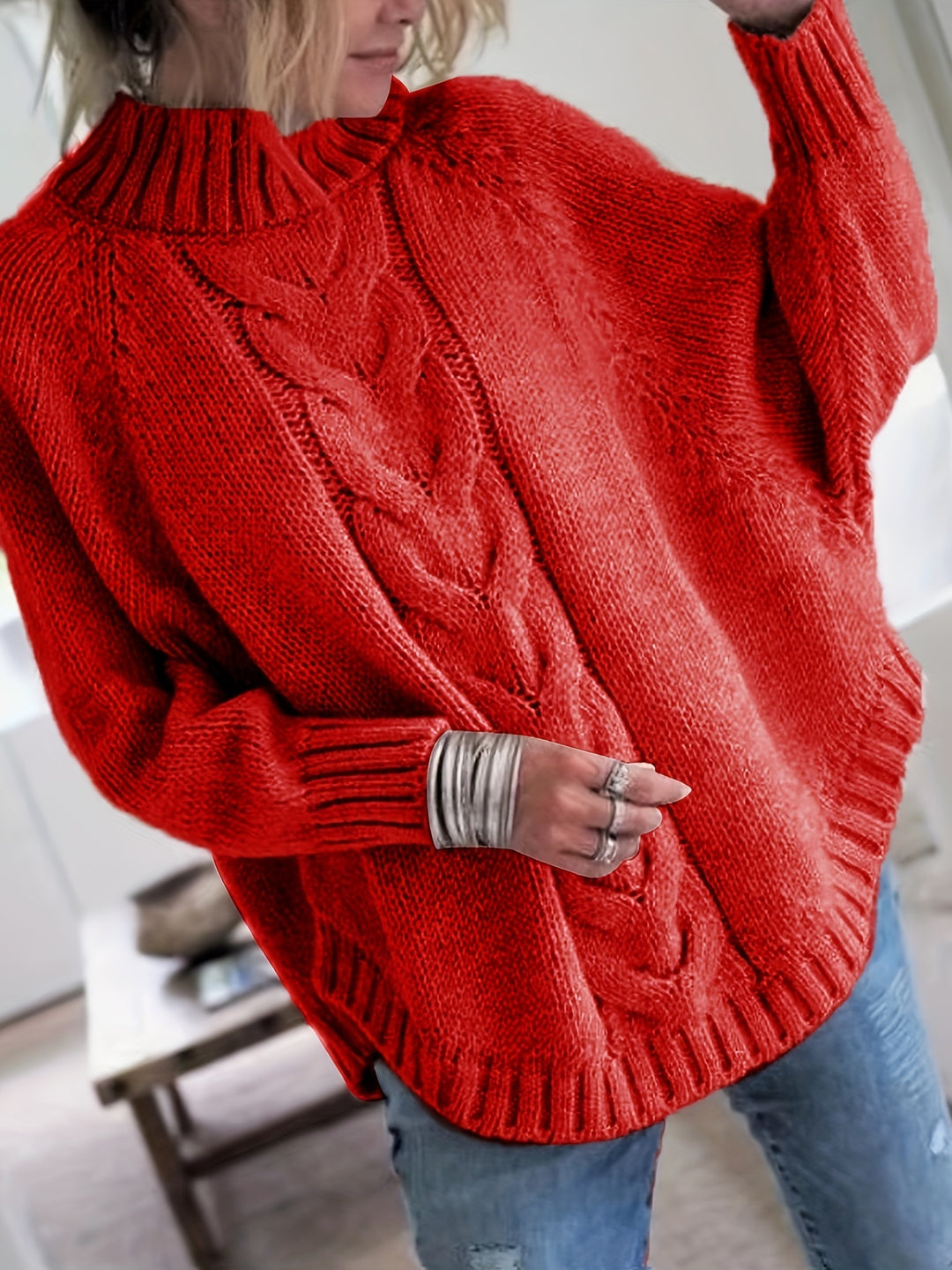Carolyn | Cable-Knit High-Neck Sweater