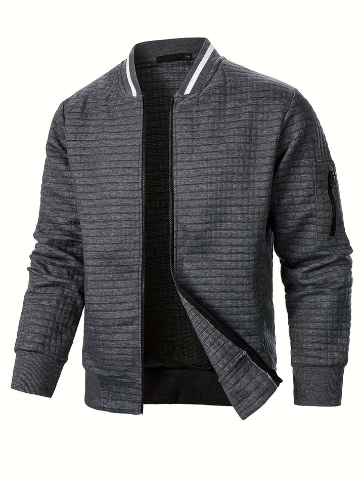 Marcus | Textured Stand-Collar Bomber Jacket