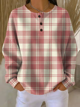 Rachel | Checked Button-Neck Top