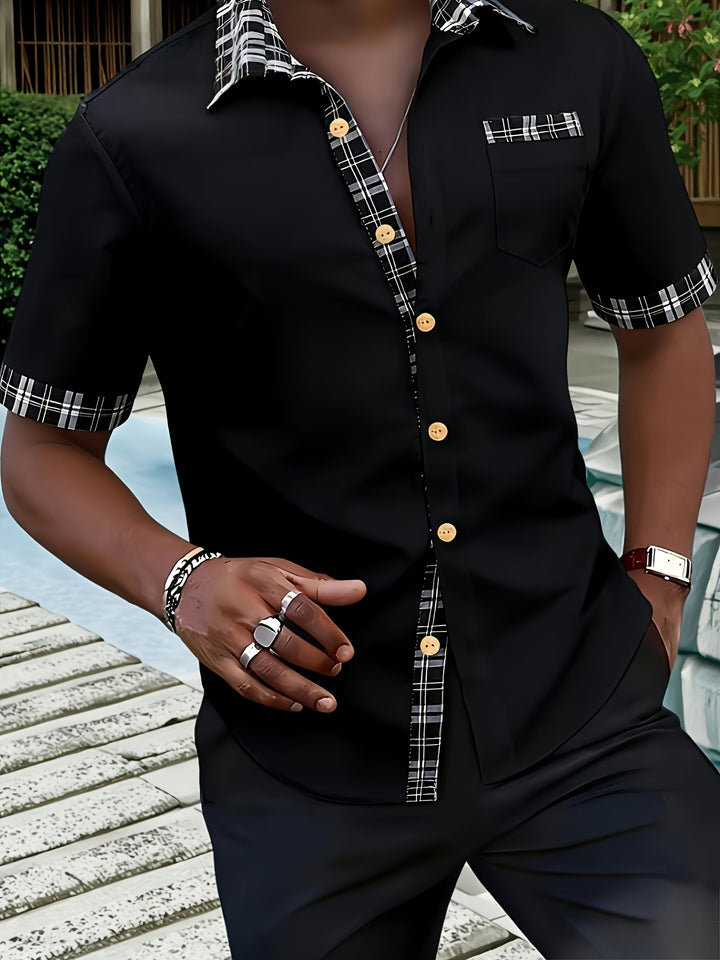 Fletcher | Men's Plaid Trim Short Sleeve Shirt