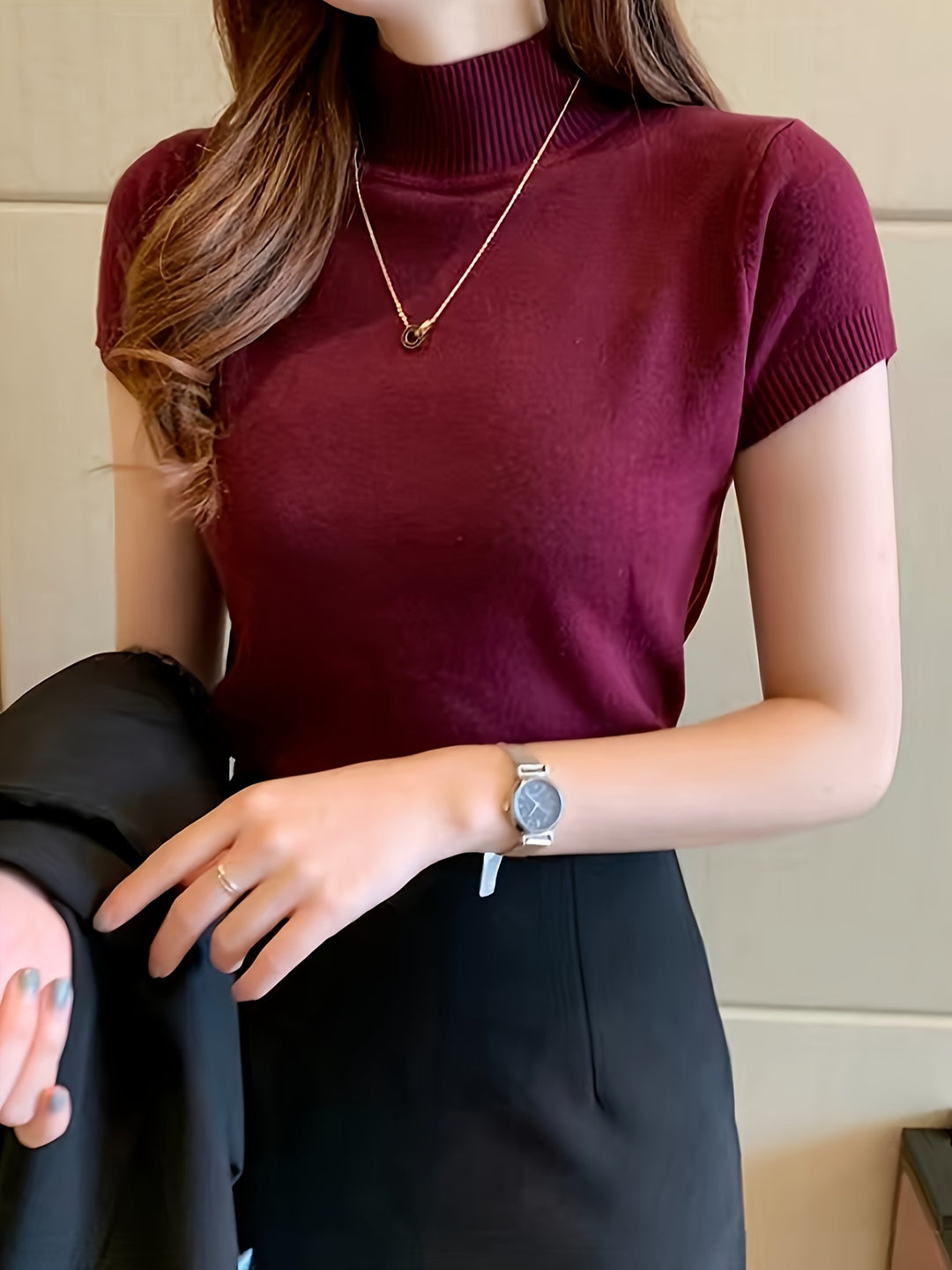 Marguerite | Refined Mock-Neck Short Sleeve Top