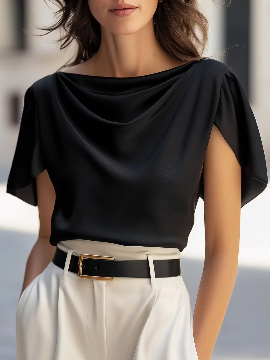 Margaux | Draped Cap-Sleeve Blouse