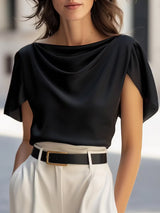 Margaux | Draped Cap-Sleeve Blouse