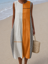 Georgia | Colorblock Sleeveless Midi Dress