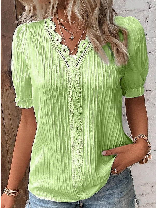 Harper | Lace-Trim V-Neck Blouse