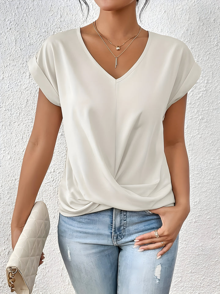 Sandra | Elegant Twist-Front V-Neck Top