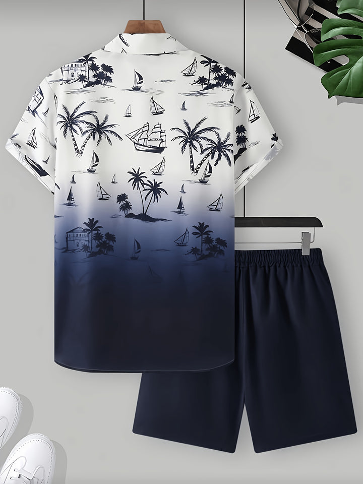 Whitaker | Men's Palm Print Shirt & Shorts Set