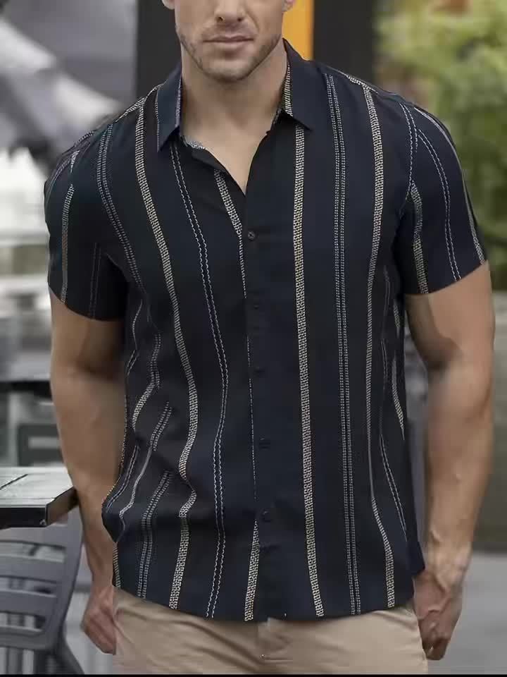 Pierce | Men's Vertical Stripe Short Sleeve Shirt