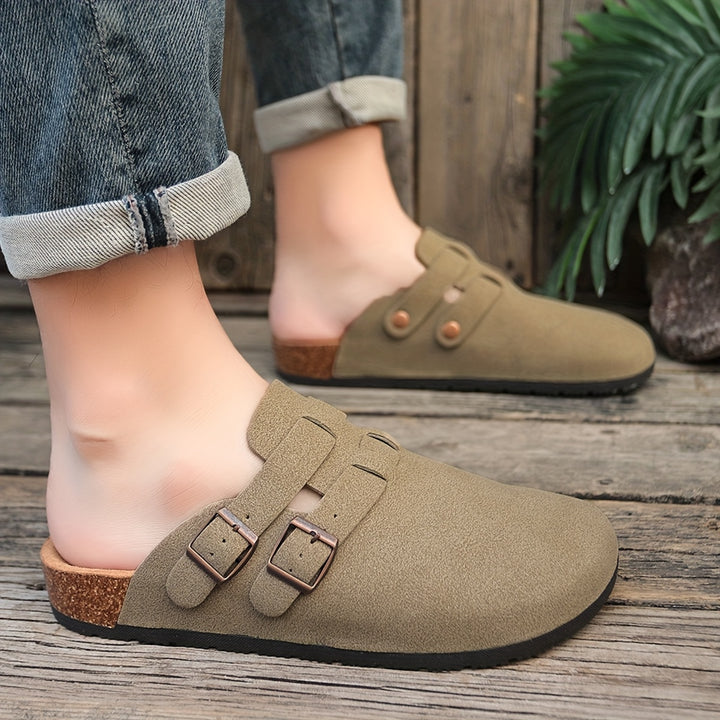 Oskar | Men's Double-Buckle Suede Clog Mule