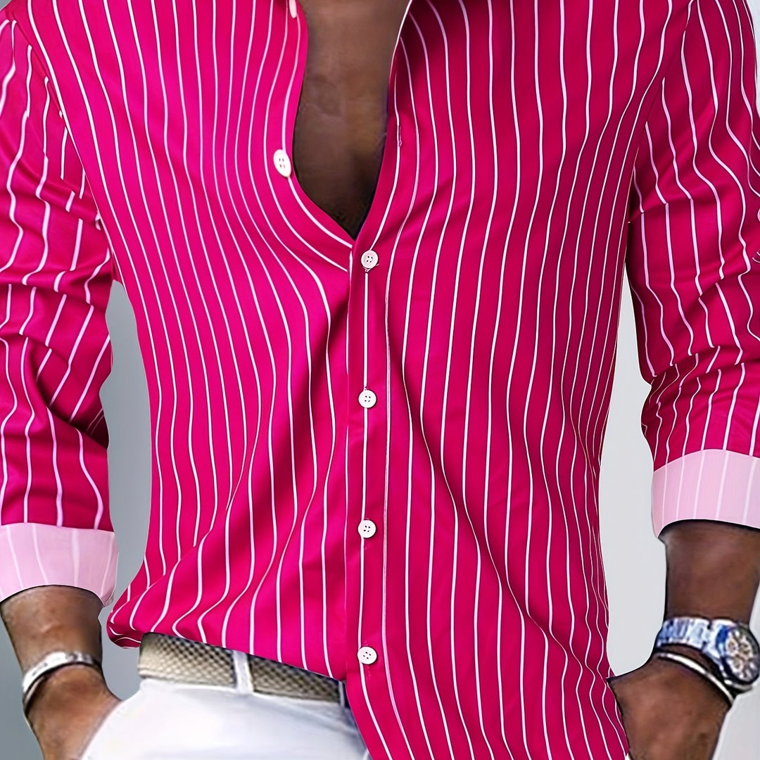 Rocco | Men's Slim Fit Pinstripe Long Sleeve Shirt