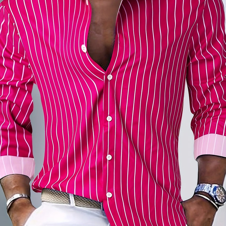 Rocco | Men's Slim Fit Pinstripe Long Sleeve Shirt
