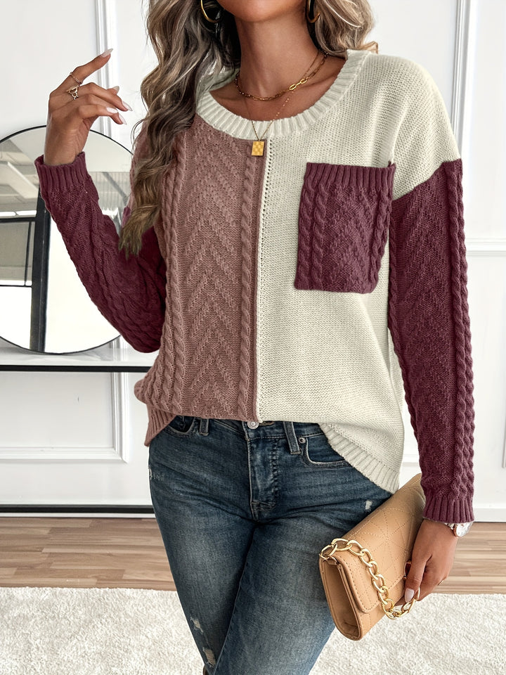 Harriet | Color-Block Cable-Knit Sweater
