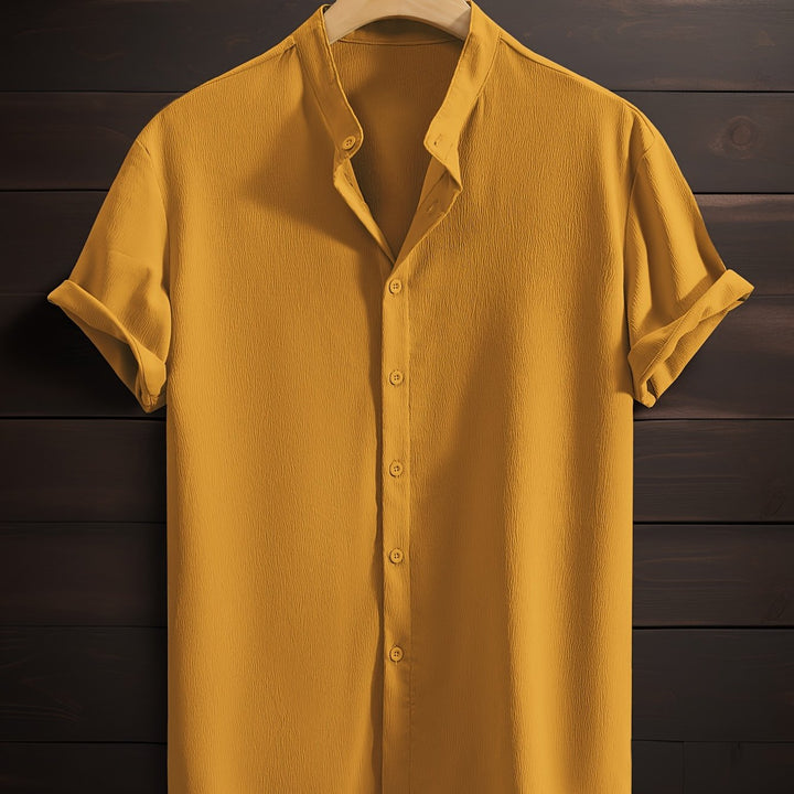 Harlan | Men's Textured Stand Collar Short Sleeve Shirt