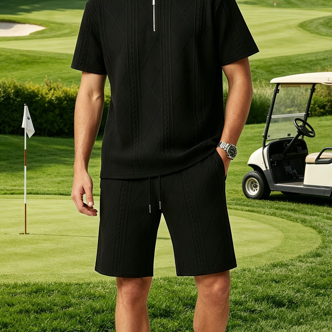 Ronan | Men's Retro Geometric Shirt & Shorts Set