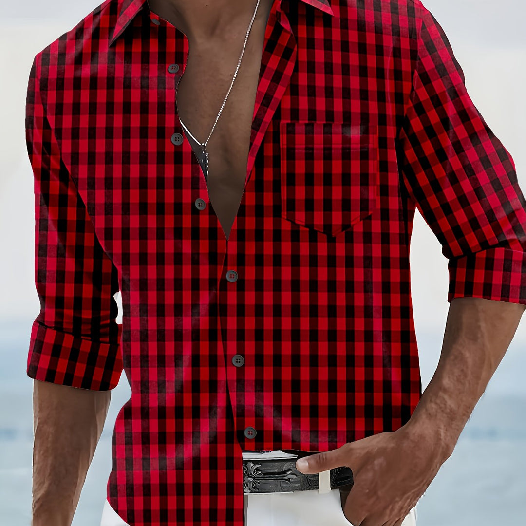 Jonathan | Men's Gingham Check Long Sleeve Shirt