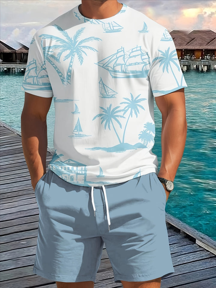 Miller | Men's Palm Print Shirt & Shorts Set