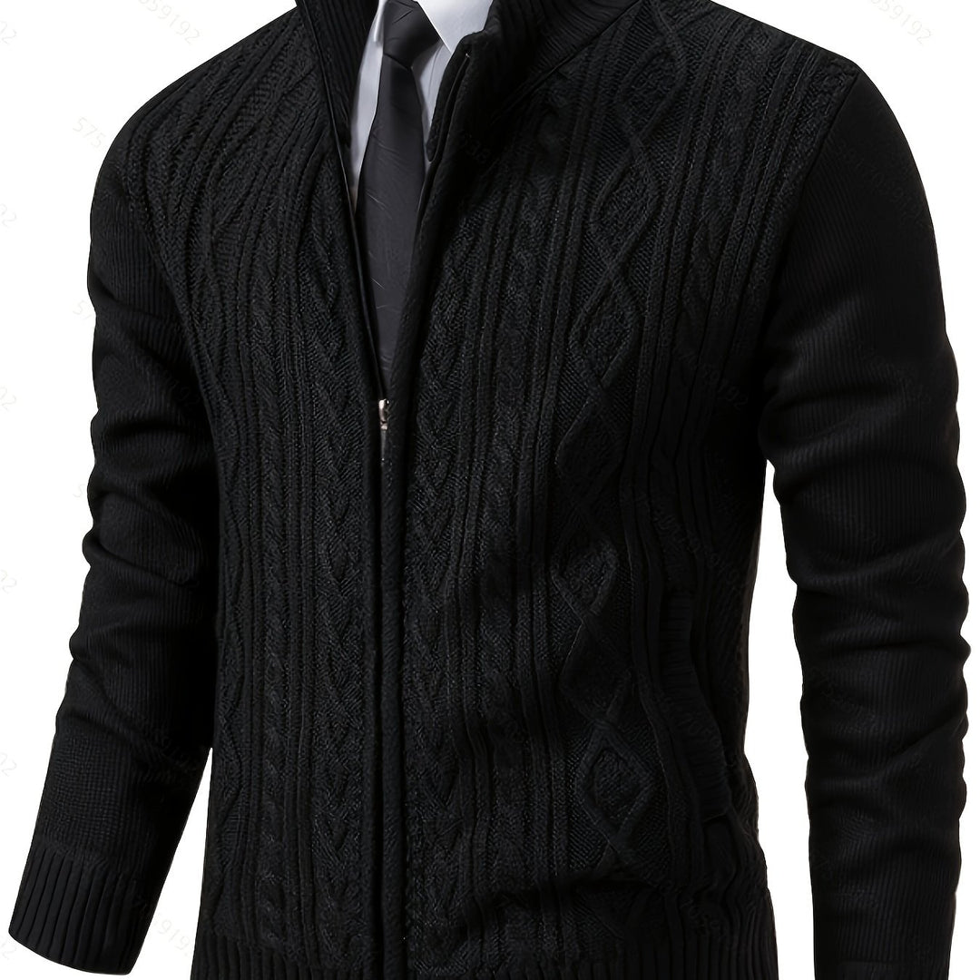Rupert | Cable-Knit Stand-Collar Cardigan