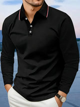 Wells | Men's Long Sleeve Lapel Polo Shirt