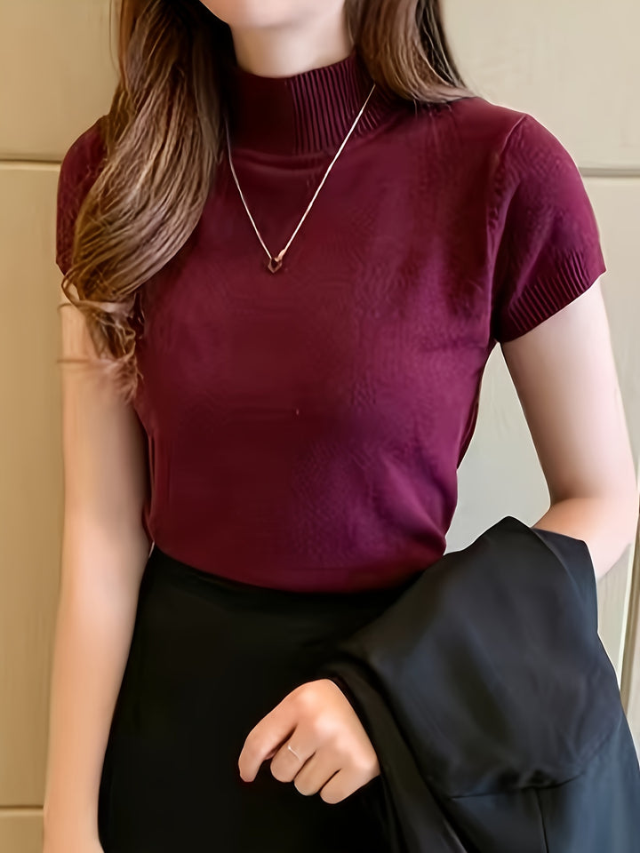 Marguerite | Refined Mock-Neck Short Sleeve Top