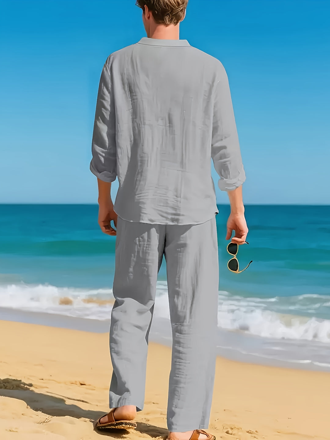 Faro | Men's Linen Long Sleeve Top & Trousers Set
