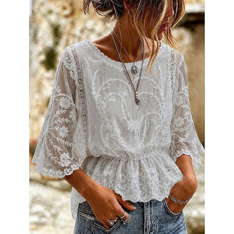 Cecilia | Embroidered Peplum Blouse