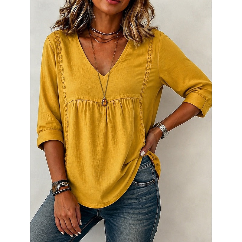 Evelyn | Relaxed Bohemian V-Neck Blouse