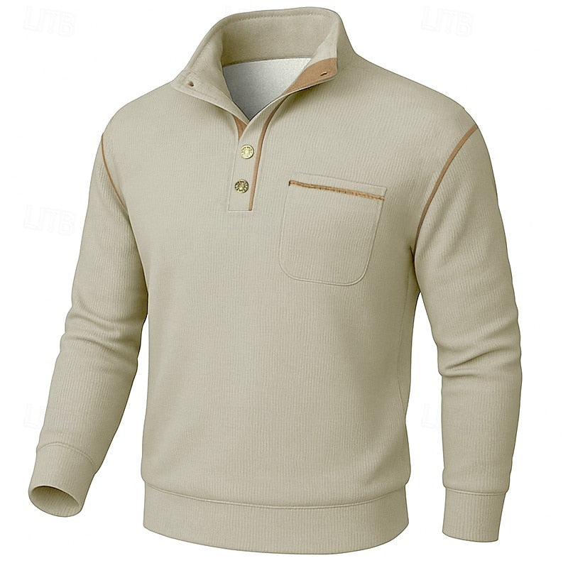 Barrett | Button-Up Standing Collar Pullover