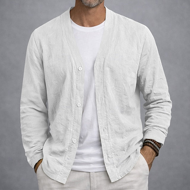 Gary | Men's Linen Button Cardigan