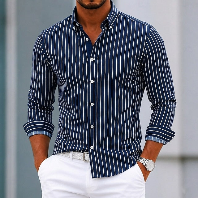 Ellison | Men's Striped Button-Down Dress Shirt