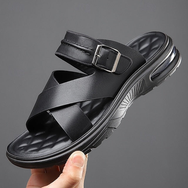Dominic | Men's Leather Cross-Strap Sandals