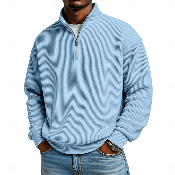 Garrett | Ribbed Stand-Collar Quarter-Zip Pullover