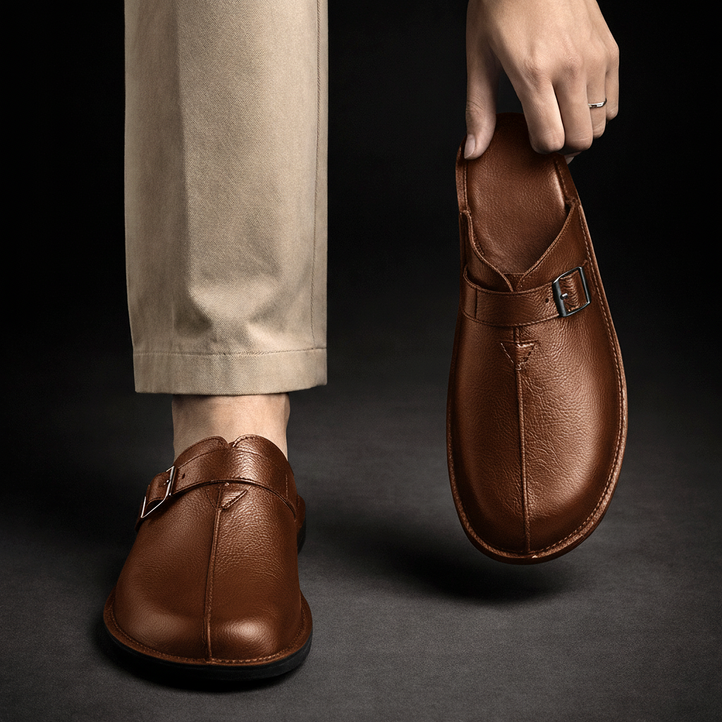 Sergio | Men's Leather Buckle Slip-On Mules