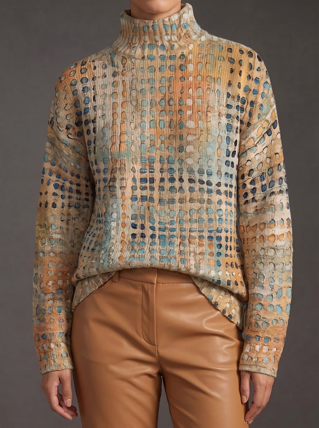 Iris | Artful Print Turtleneck