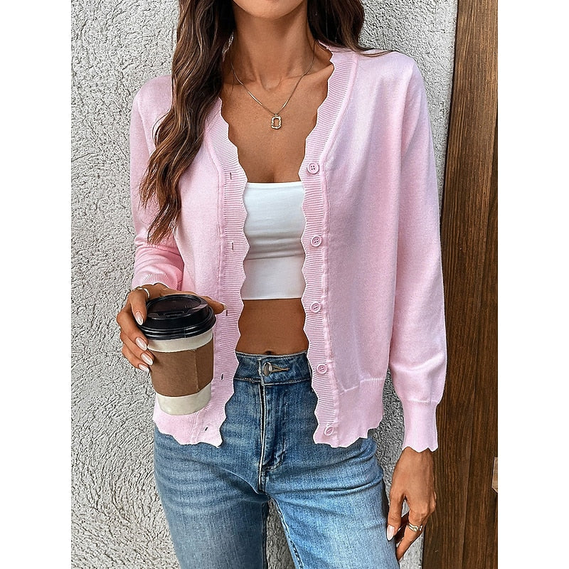 Loretta | Scalloped Button-Front Cardigan