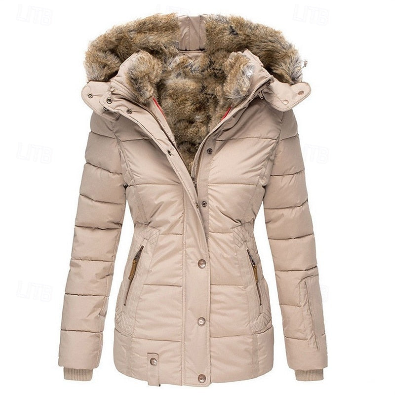 Guinevere | Fur-Trim Hooded Puffer Jacket