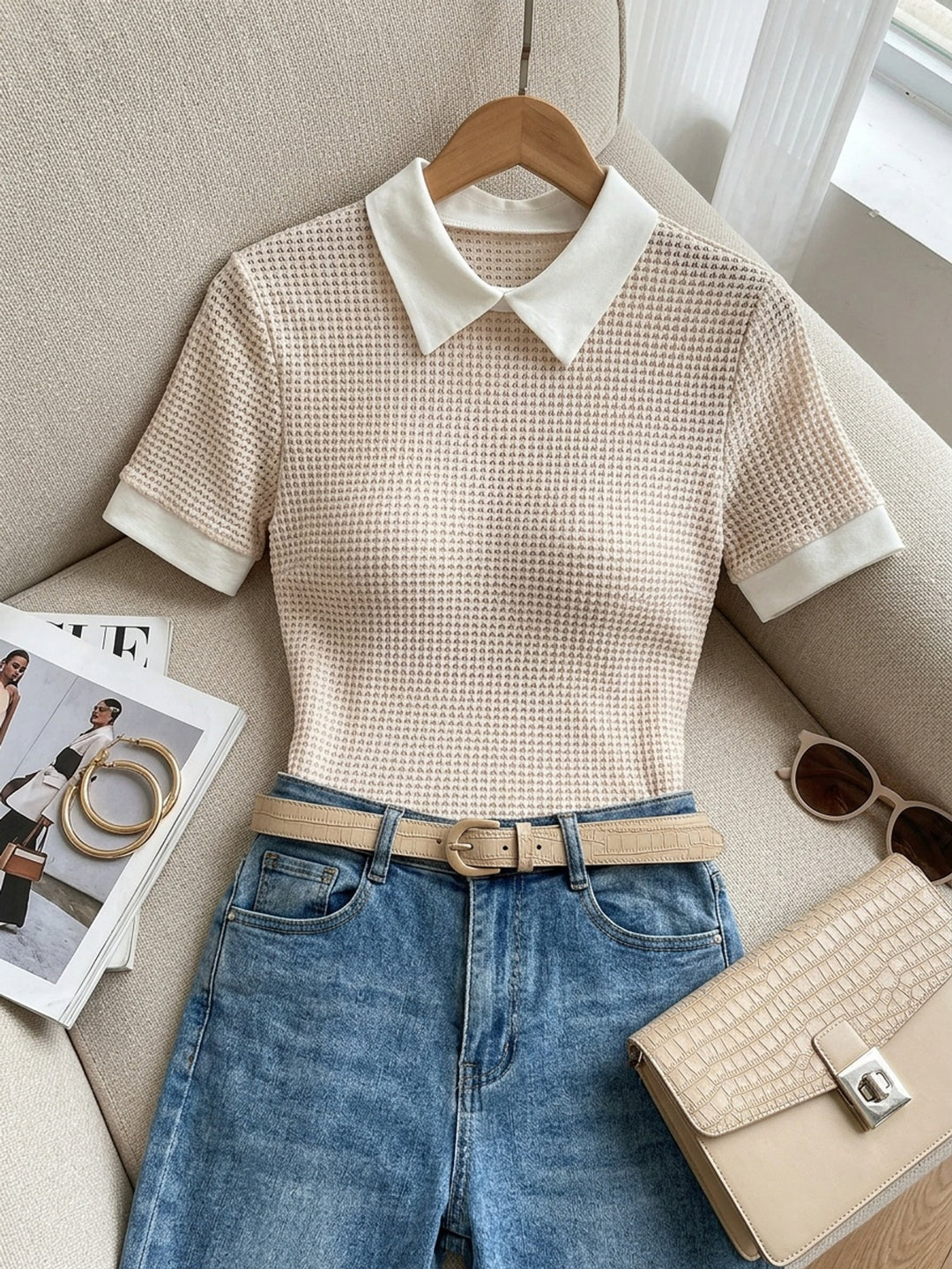 Rowena | Textured Collared Top
