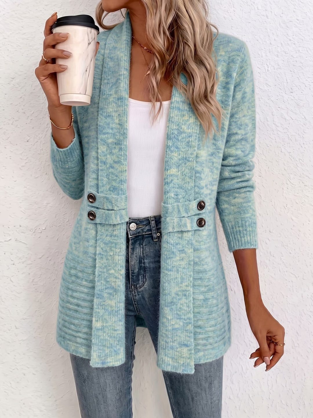 Daphne | Ribbed Button-Tab Cardigan