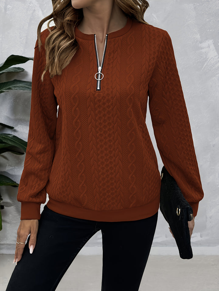 Corinne | Textured Half-Zip Sweatshirt